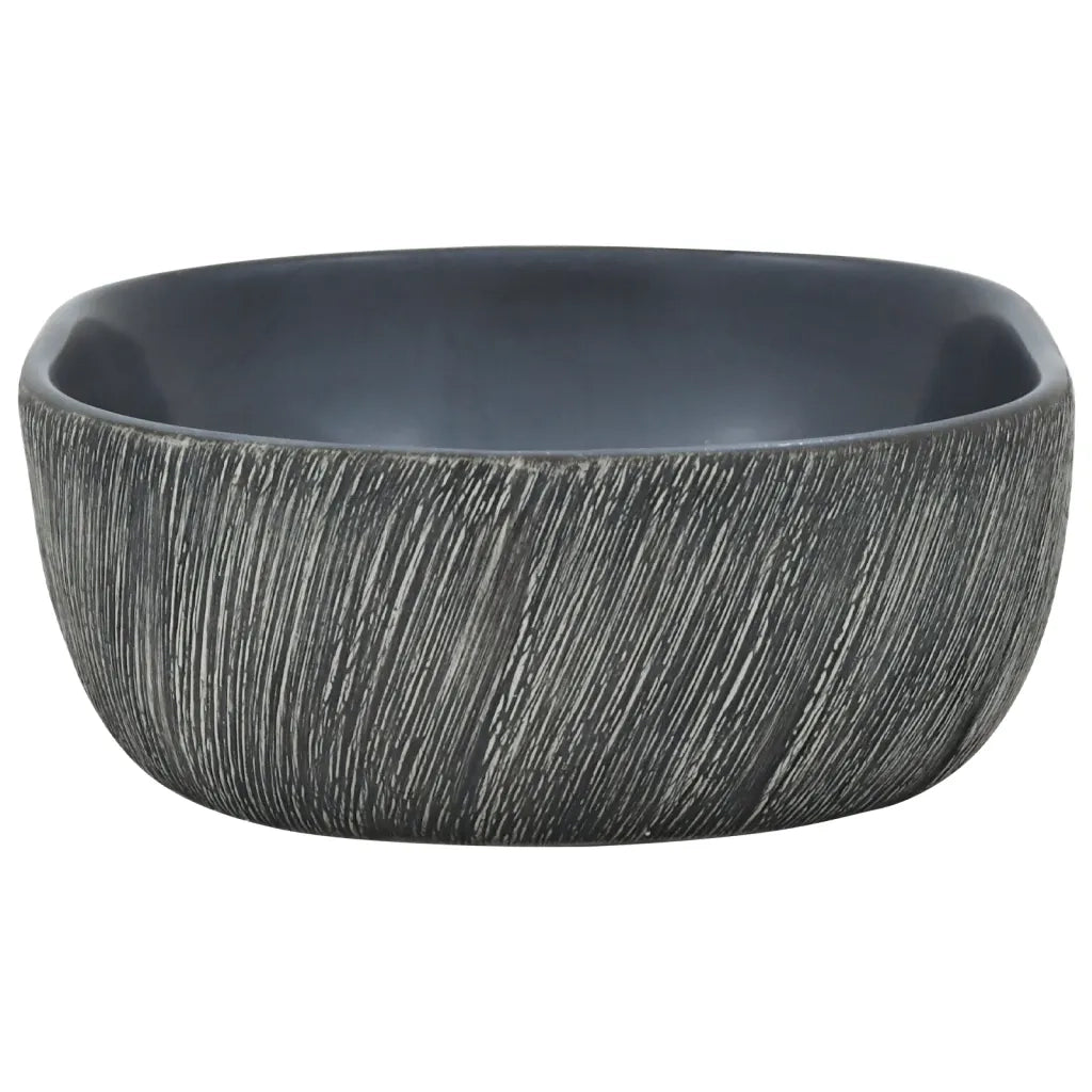 Lavabo da Appoggio Nero e Grigio Ovale 47x33x13 cm Ceramica CFW6053795