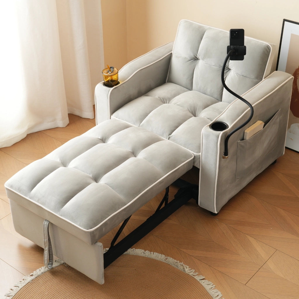 DIVANO LETTO 3 in 1 83x167x76 cm Grigio antico bianco in schiuma