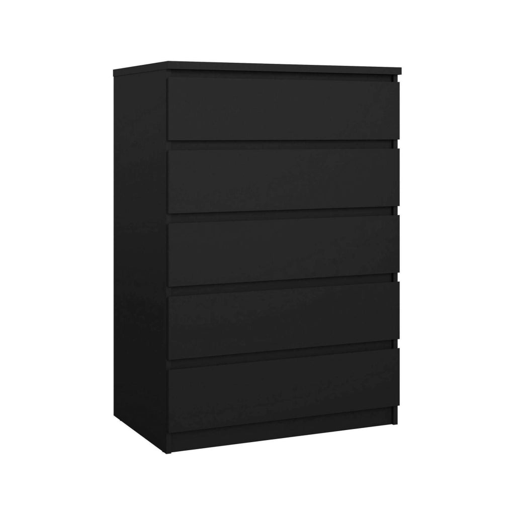 Cassettiera Ansel, Settimino multiuso, Comò camera da letto, Mobile con cassetti, 77x50 h111 cm, Nero