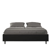 Letto Matrimoniale 160x190 cm con Rete e Contenitore Senza Testata Imbottito in Similpelle Azelia Nero