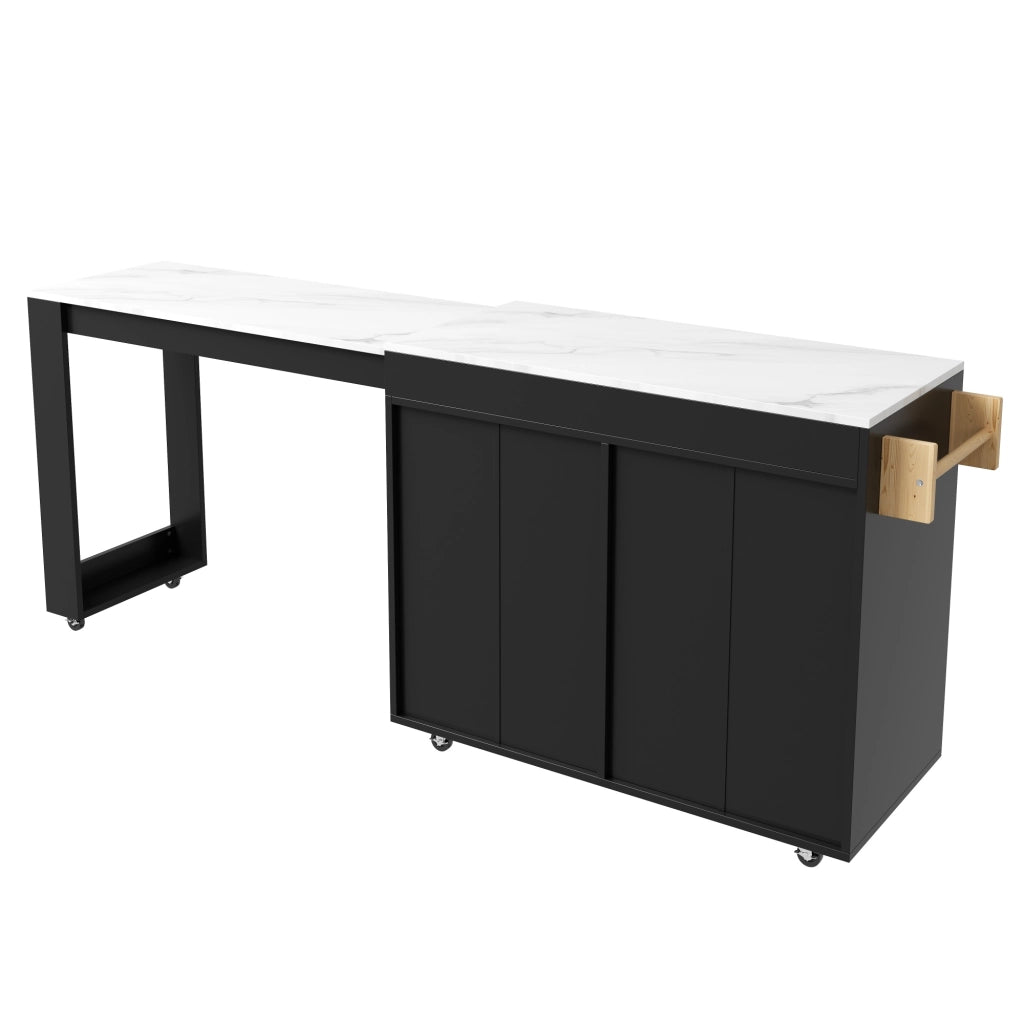ISOLA CUCINA Estensibile 132,5-217 x 50 x 93 cm MDF Nero