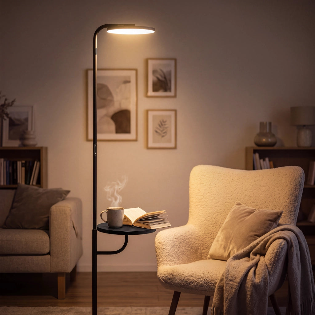 ZMH Lampada da Terra LED 30W 174cm Nera con Telecomando per Soggiorno