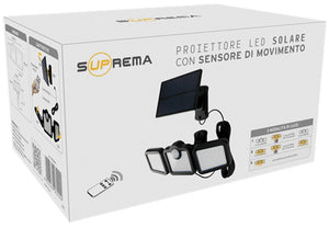 Suprema PROIETTORE SOLARE ORIENTABILE, 108 led, 10 watt, 600 lumen, luce calda