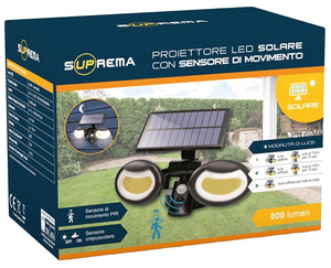 Suprema PROIETTORE SOLARE ORIENTABILE, 2x8 watt, 2x400 lumen, luce fredda