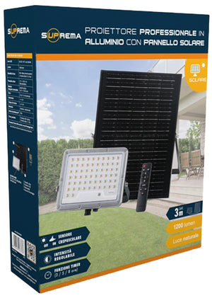 Suprema PROIETTORE SOLARE CON SENSORE CREPUSCOLARE 62 led, 8 W, 1200 lumen, luce naturale