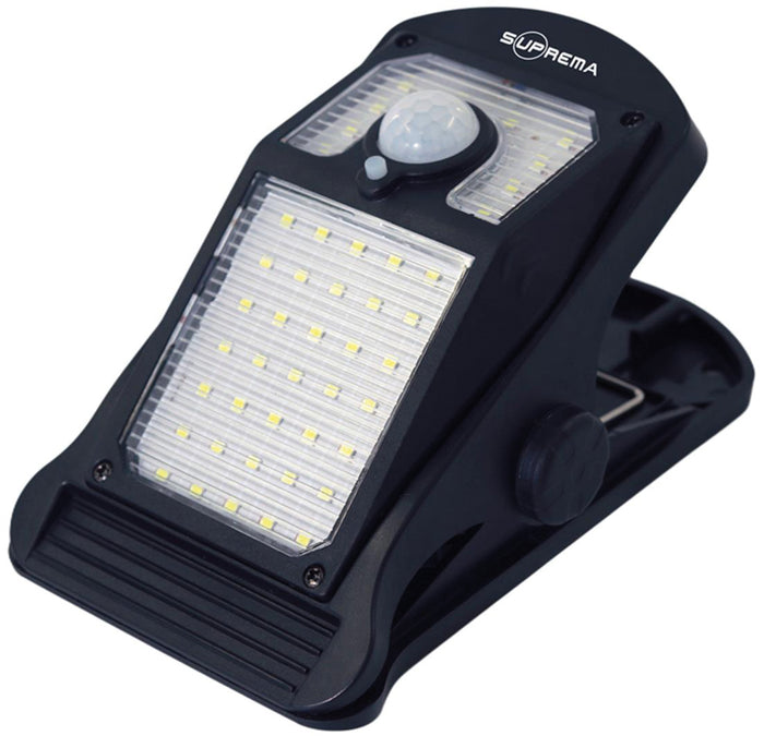 Suprema PROIETTORE SOLARE CON CLIP, 45 led, 2 watt, 250 lumen, luce naturale