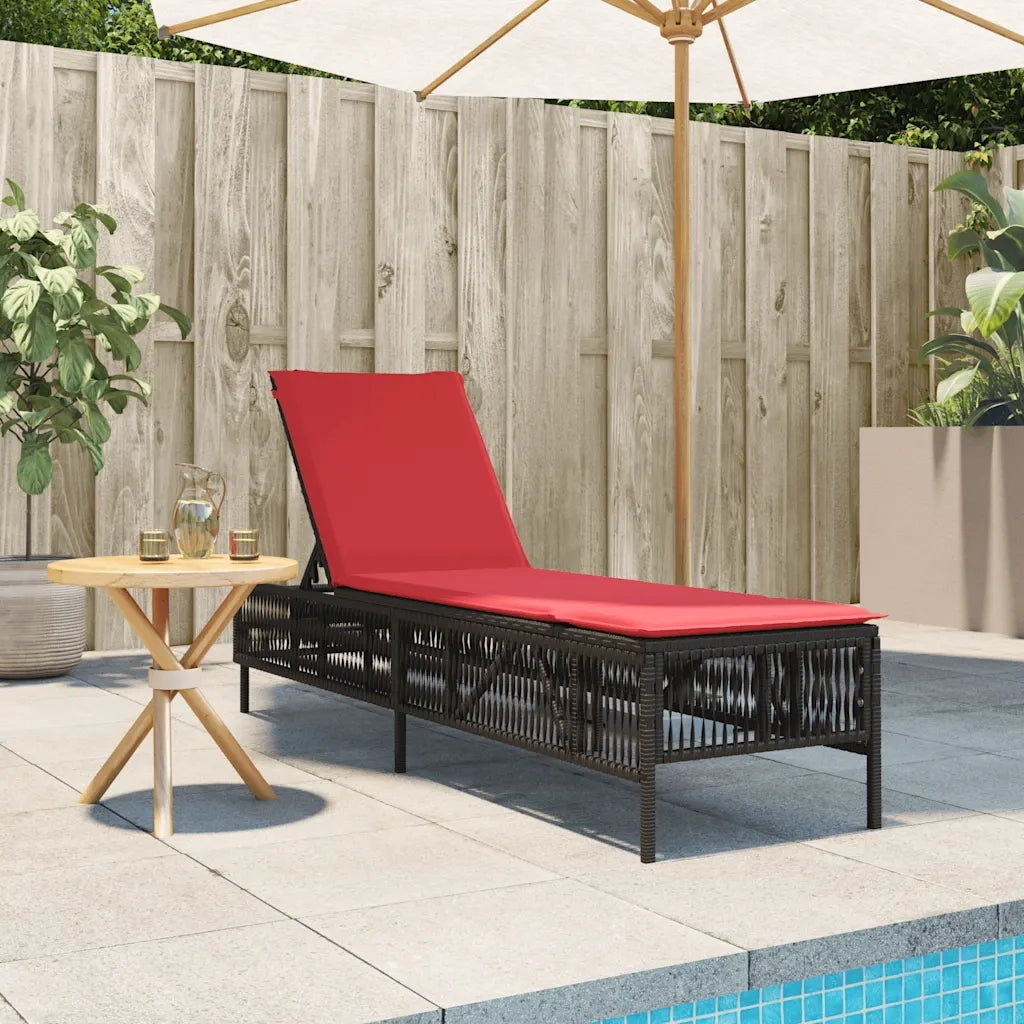Lettino prendisole con Cuscino in Polyrattan Marrone 4002744