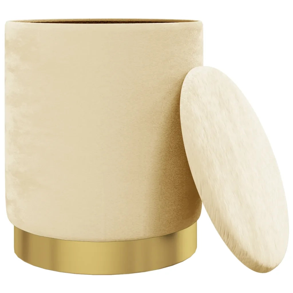 Sgabello Rotondo con Contenitore Albicocca in Velluto 31 x 37 cm CFW6271624