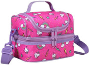Borsa di Picnic per Bambine, Borsa Isolante per Bambine con Due Compartimenti e Tasca Rimovibile per Bambini con Modello di Gatto Rosa