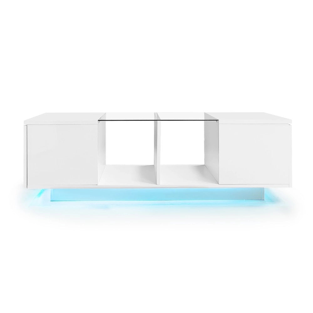 Tavolino da Caff¨¨ con LED ¨C MINIMAL ¨C Bianco Lucido 120x50x38,5