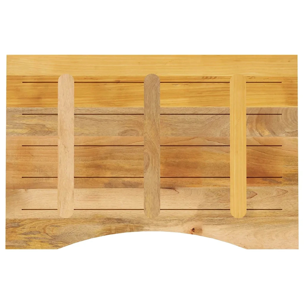 Piano Scrivania con Curva 100x50x2,5cm Massello Grezzo di Mango 370179