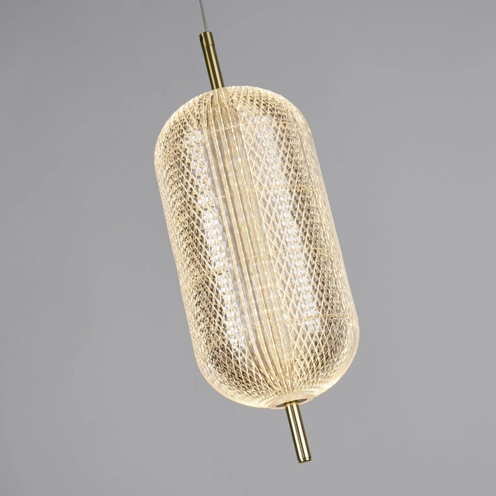 Lampada a sospensione a LED Capsule, metallo ottone satinato e paralume in acrilico