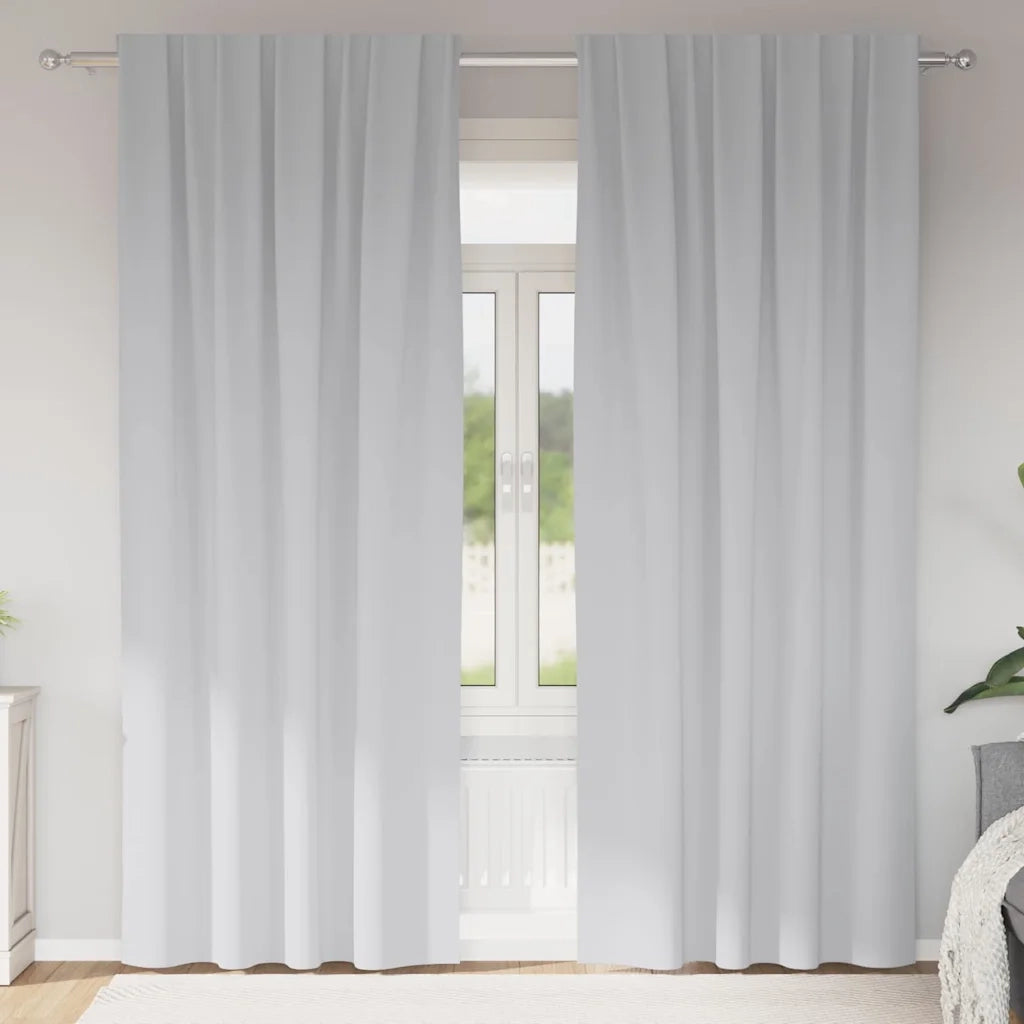 Tende Blackout con Anelli 2 pcs Grigio Chiaro 260 x 140 cm 4107462