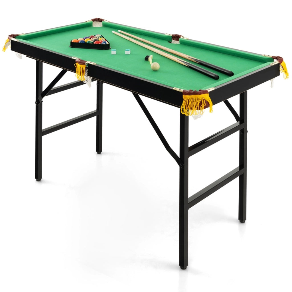 Tavolo da biliardo pieghevole da 122 cm con set di accessori bambini e adulti, Tavolo da gioco portatile con 2 stecche Verde