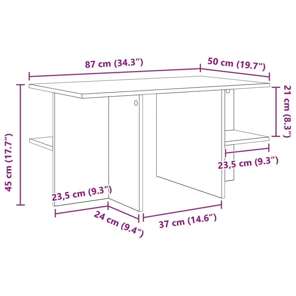 Tavolino da salotto Grigio Cemento 87 x 50 x 45 cm 8001058
