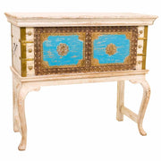 Baule alto in legno multicolore 90x40x80