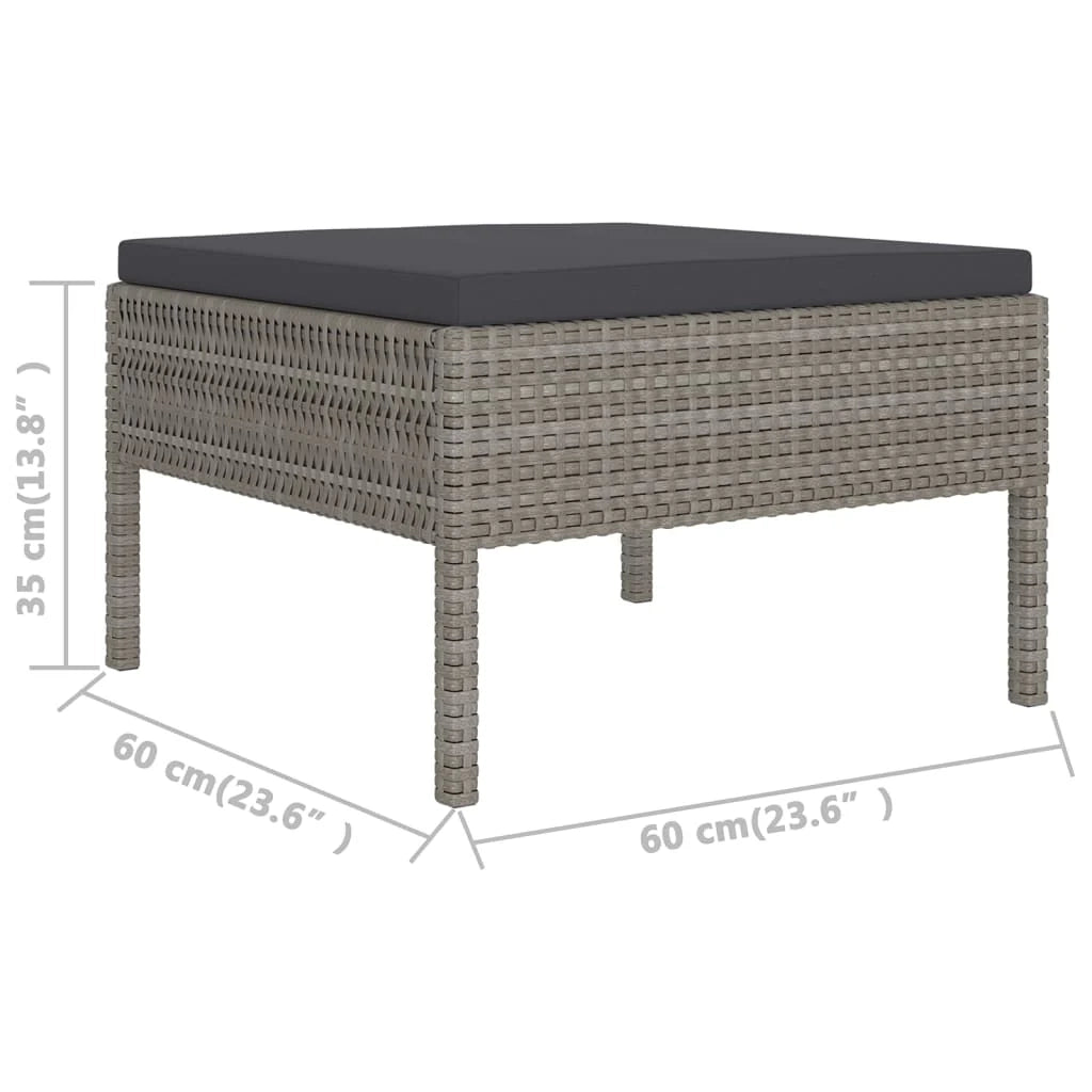 Set di mobili da giardino mobili da esterno 5 pezzi con cuscini resina intrecciata grigia 02_0016437