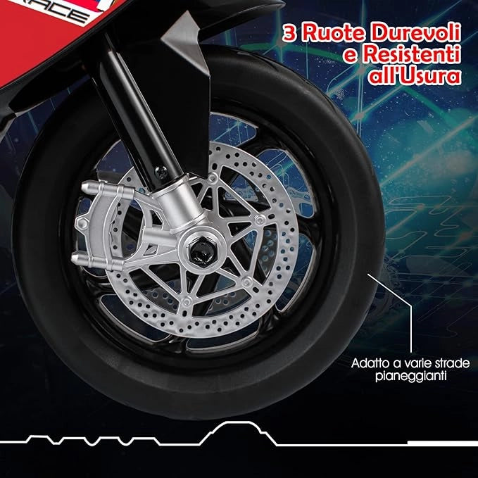 6V BMW Moto Cavalcabile per Bambini, Motocicletta a 3 Ruote con Musica Fari, 3km/h, Moto Elettrica Regalo per Bambini 37 a 96 Mesi (Rosso)
