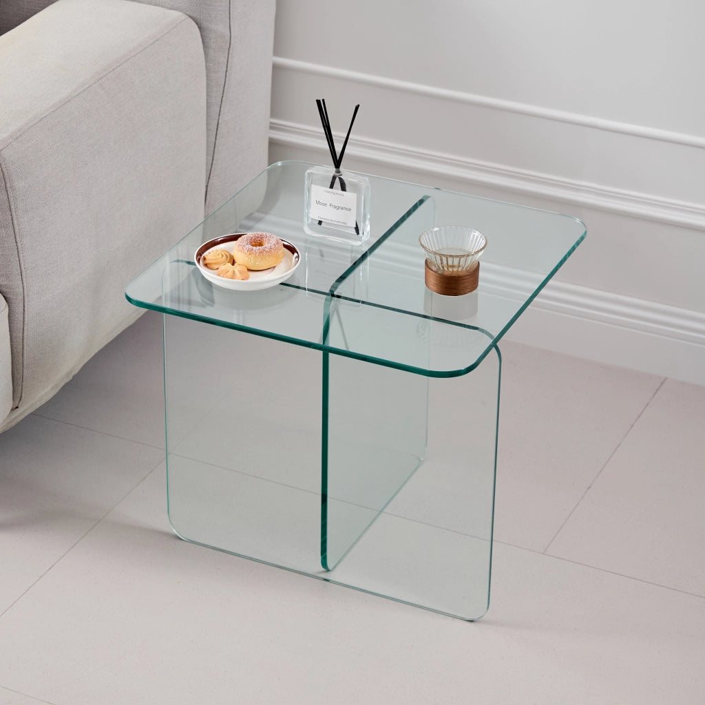 TAVOLINO Laterale 45x45x51 cm Vetro Trasparente