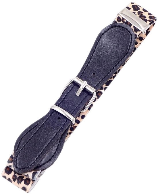 Cinturone elastico flessibile per bambini - Disponibile per ragazzi e ragazze - Comodo - Disegno leopardo - Materiale pelle/metallo - Lunghezza 30-65cm