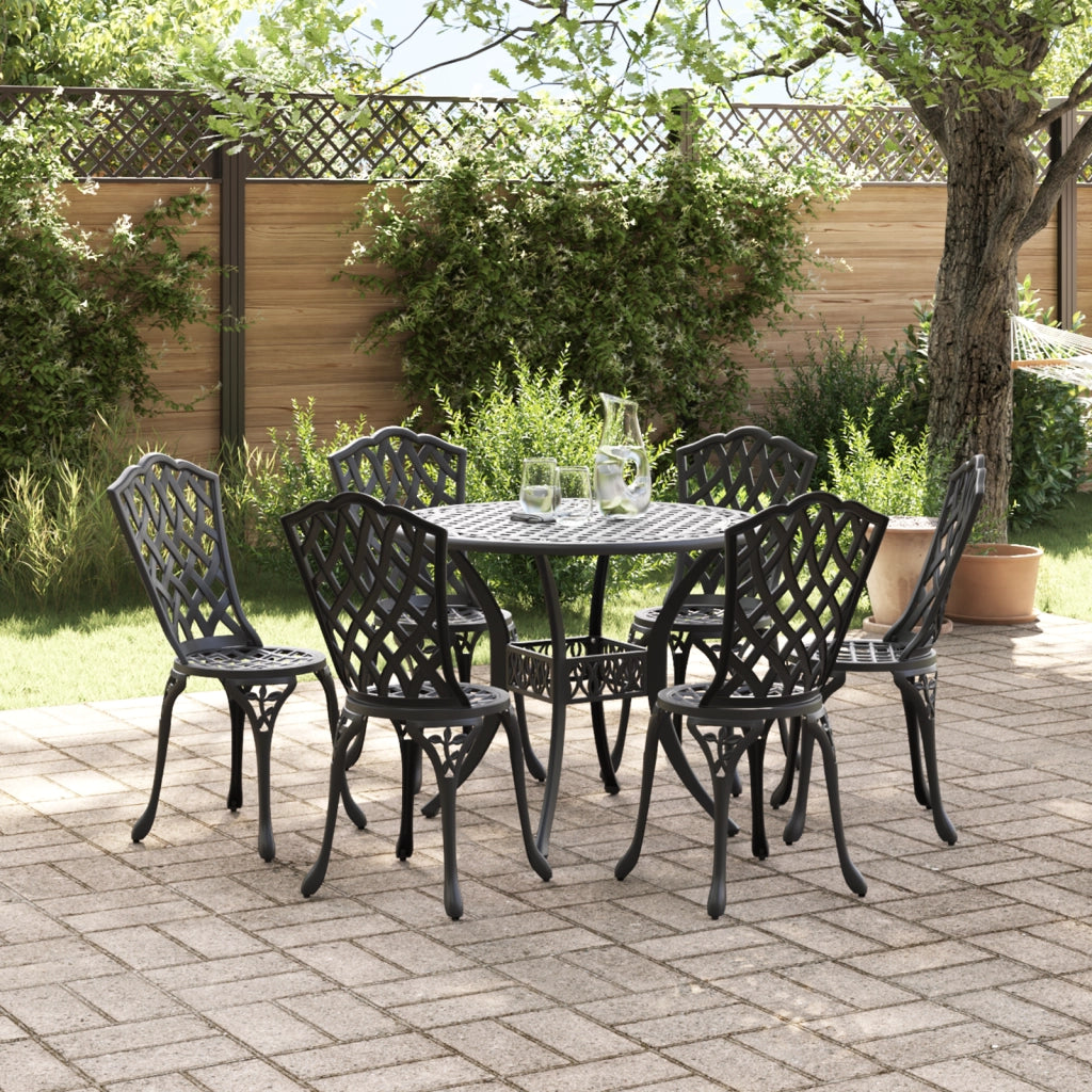 Set da pranzo da giardino vitaXL 7 pezzi in alluminio fuso nero