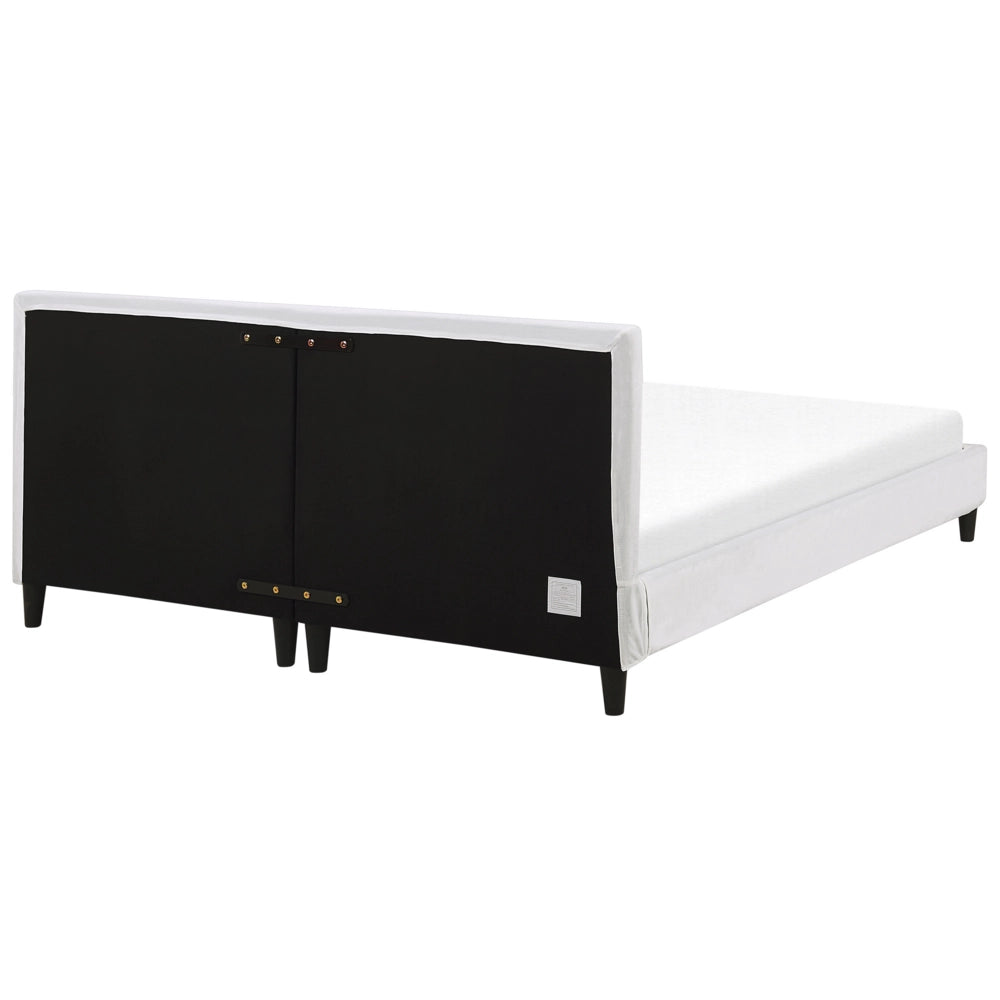 Fodera per struttura letto in velluto bianco per letto 180 x 200 cm sfoderabile e lavabile
