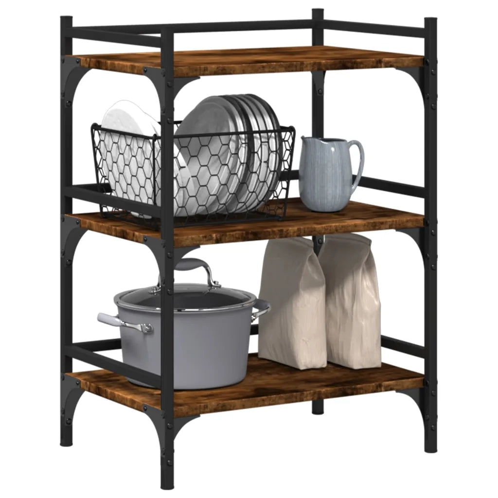 Carrello da Cucina-Scaffale per Cucina Rovere Fumo 50x35x75,5 cm Legno Multistrato
