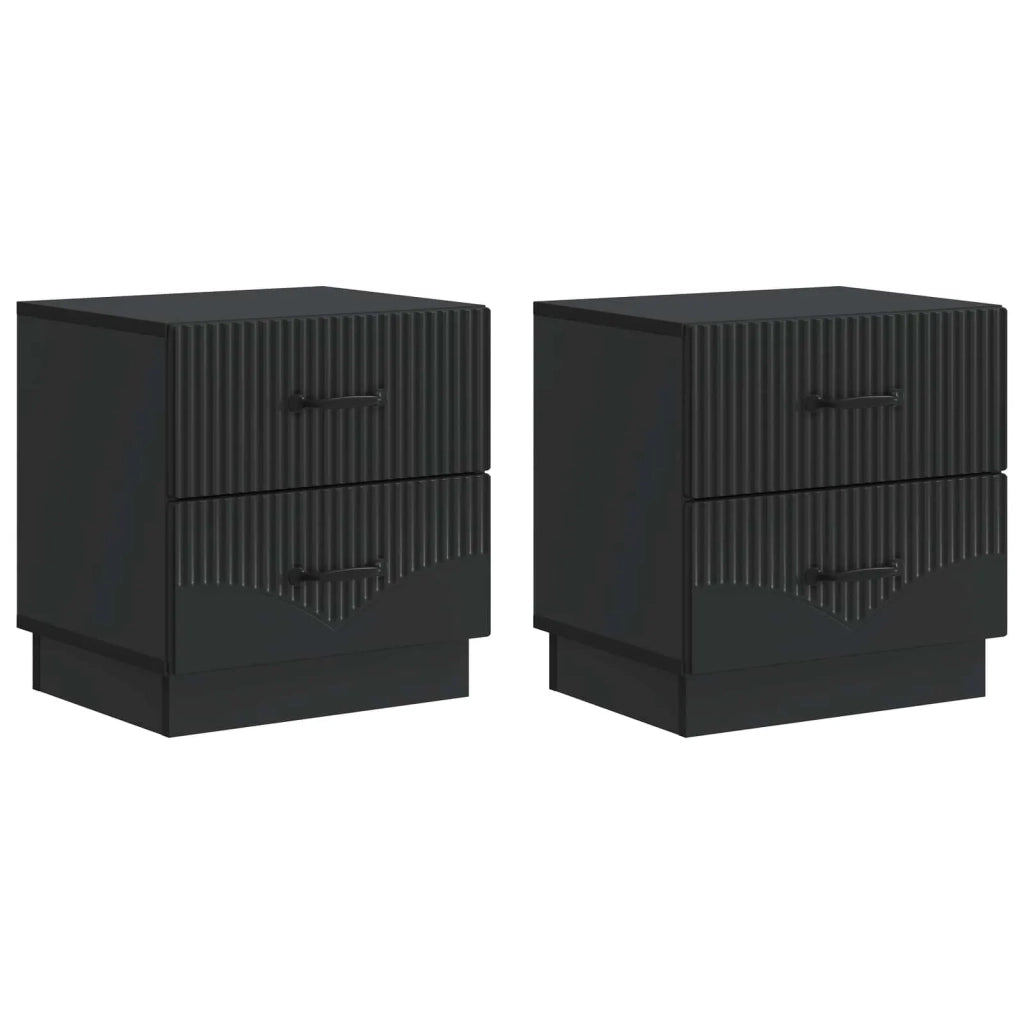Set di 2 Comodini | Armadio da Notte | Mobiletto da notte con cassetto Nero 43 x 34,5 x 44,5 cm