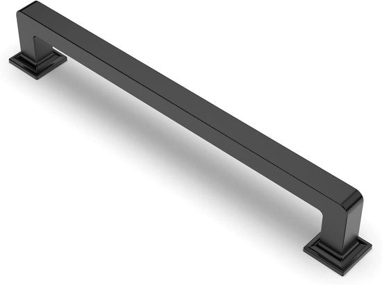 Set di 10 maniglie in acciaio inox per armadi e laditi, 160 mm di distanza tra i ganci, extra resistenti, nero.