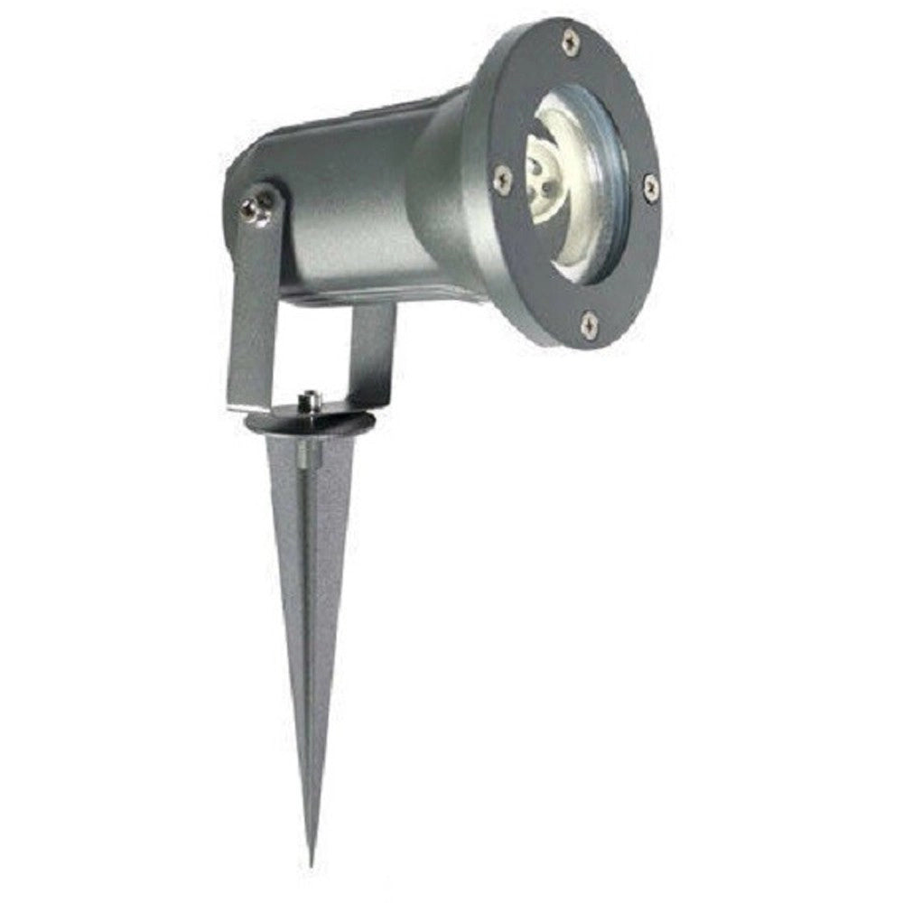 Trade Shop - Faretto Con Picchetto Per Esterno Da Giardino Con Staffa Parete Proiettore Es12 - Grigio