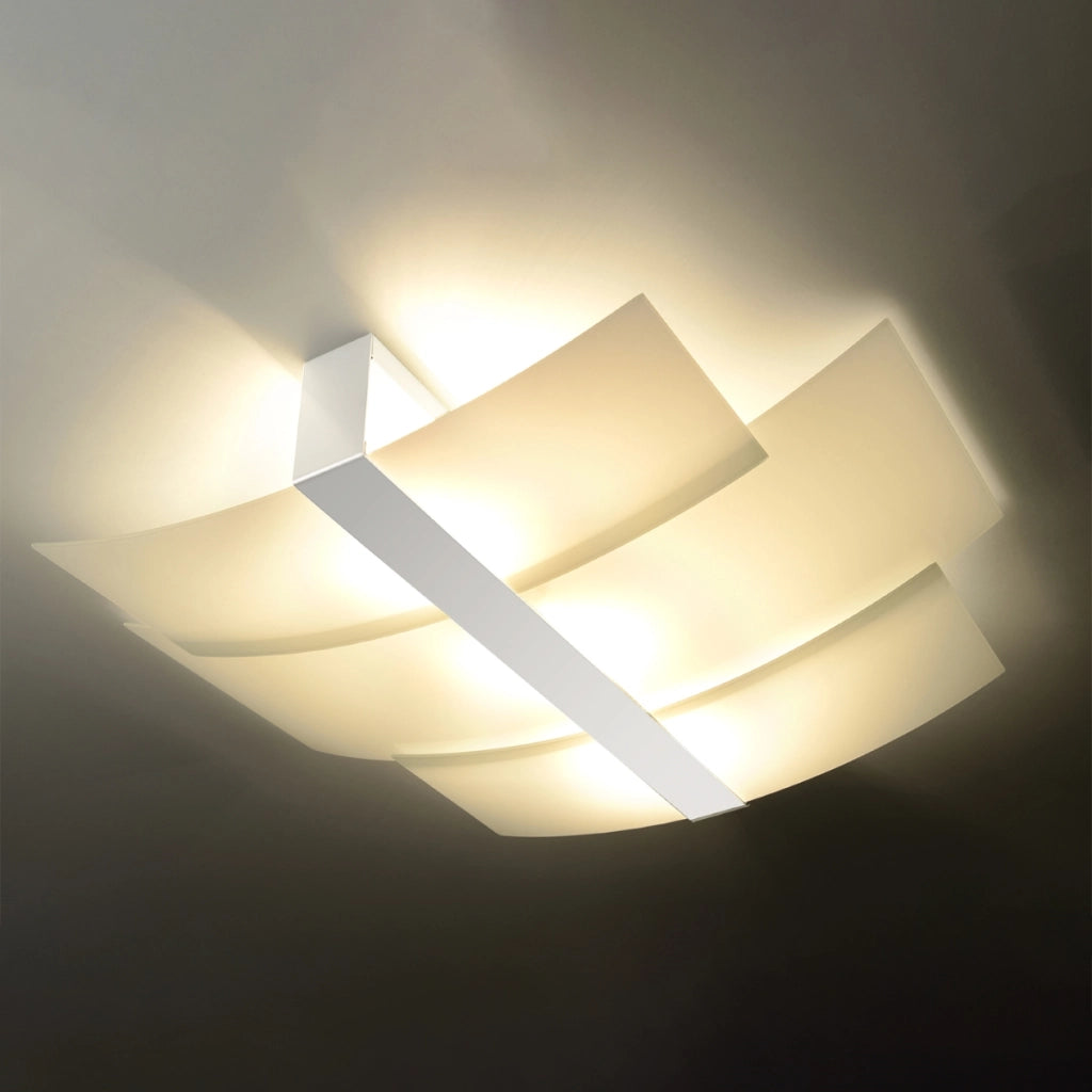 Lampada da parete a soffitto in acciaio e vetro bianco Tangerine Celia a 3 luci E27 LED