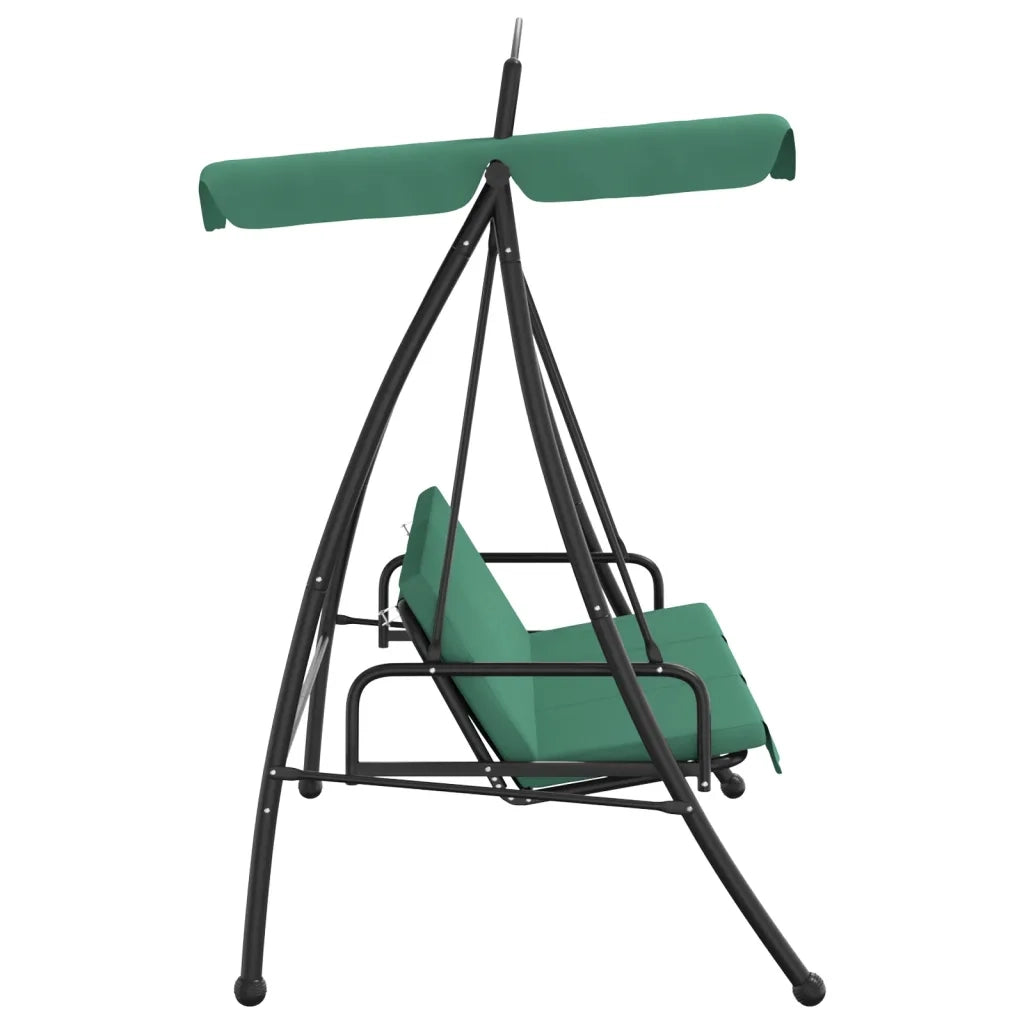 Panca a Dondolo con Baldacchino Verde 198 cm Tessuto e Acciaio 363331