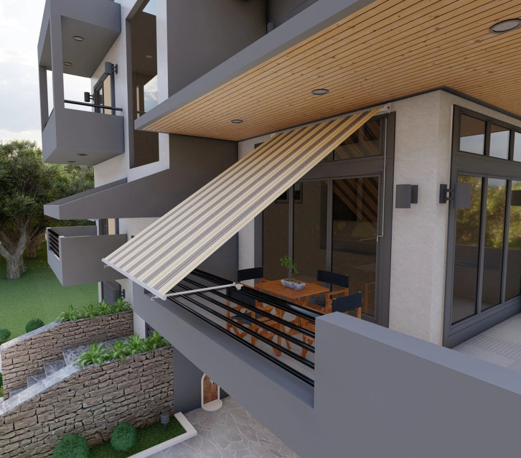 Tenda da sole per balcone con bracci, impermeabile 200cm Beige Marrone Golisa