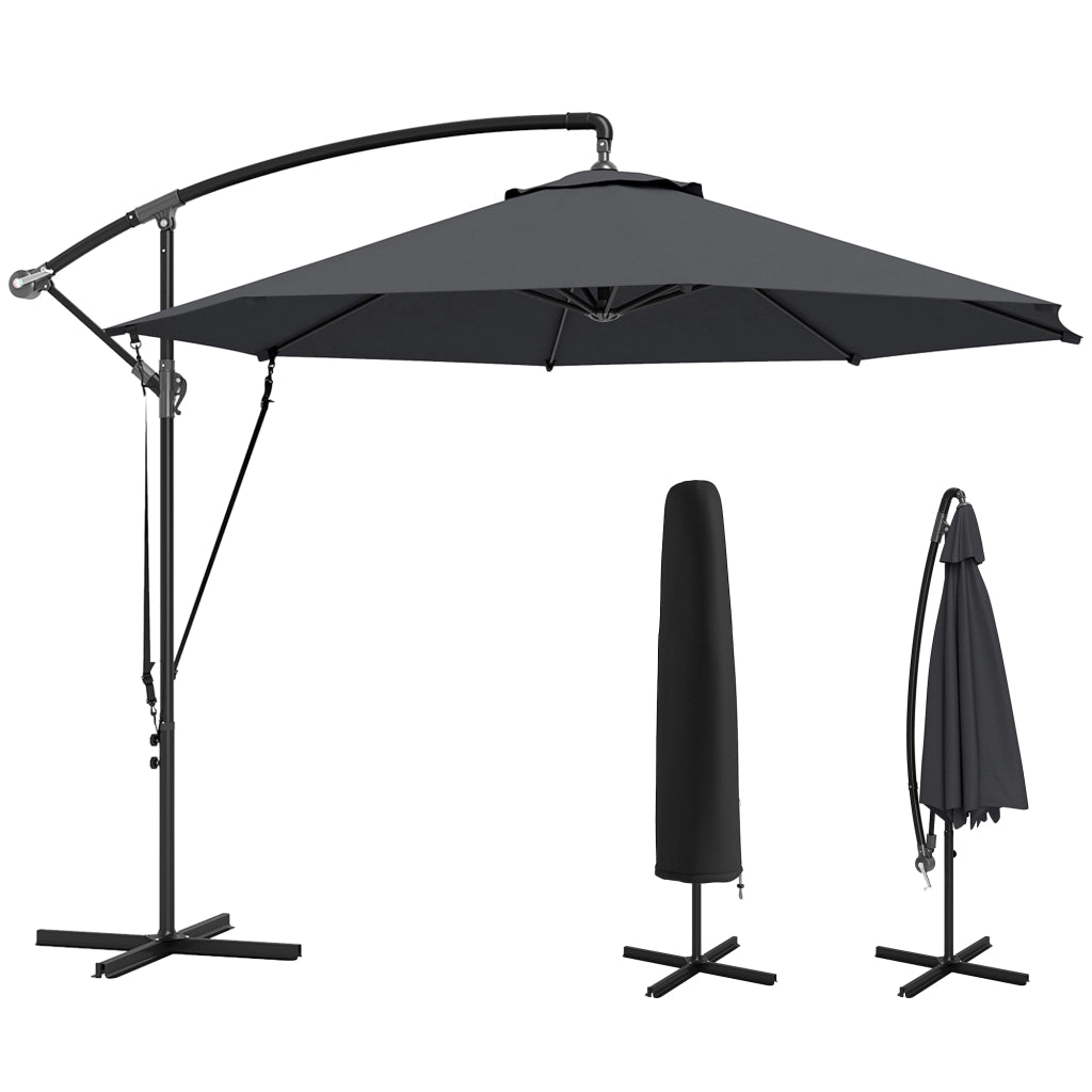 Ombrellone da Giardino Inclinabile e Girevole ¨C Minimal ¨C Grigio Scuro ?3 m