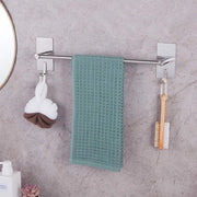 Sostegno per asciugamano senza perforazione con 2 ganci per asciugamani autoadesivi in acciaio inox per bagno e cucina, 30 cm