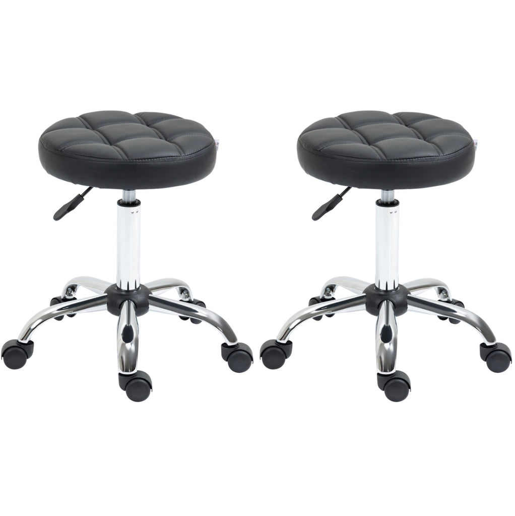 Set 2 Sgabelli Girevoli con Ruote Neri 48-63 cm