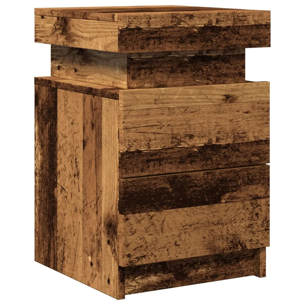 Comodini con LED 2 pz-Tavolino da notte Legno Antico 35x39x55 cm in Truciolato