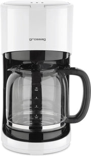 Caffettiera con Vaschetta in Vetro 1,4 Litri per 10 Tazze di Caffè - 900 Watt - Nero/Bianco