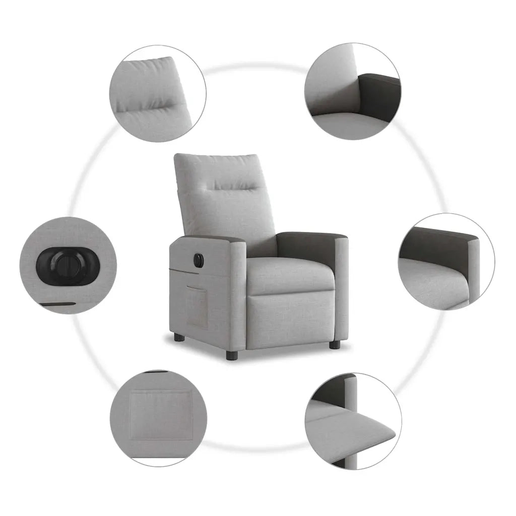 Poltrona Elettrica Reclinabile Grigio Nuvola in Tessuto 3324037