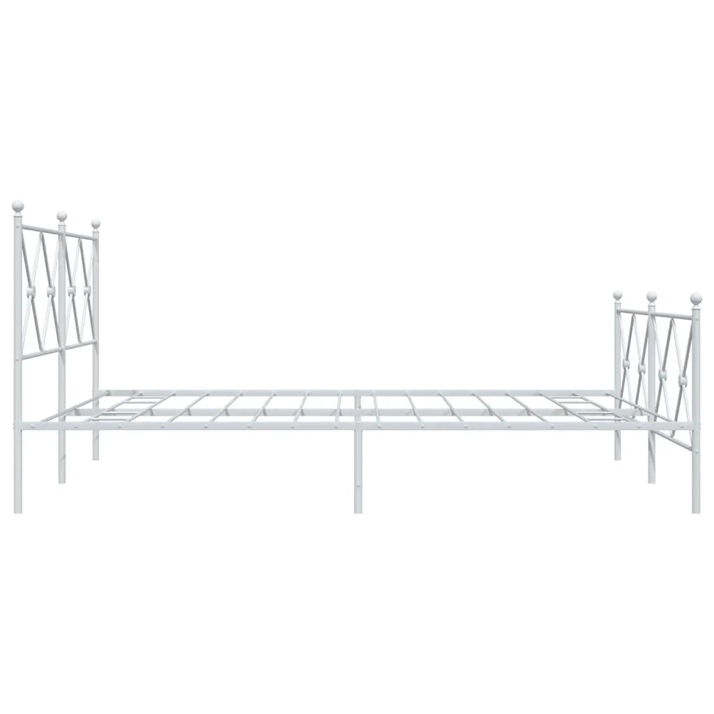 Giroletto con Testiera e Pediera Metallo Bianco 150x200 cm 376571