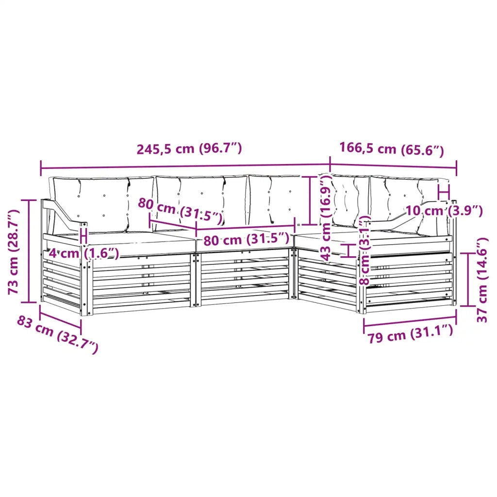 Set di divani da esterno con cuscino 4 pcs Naturale e Crema 3373395