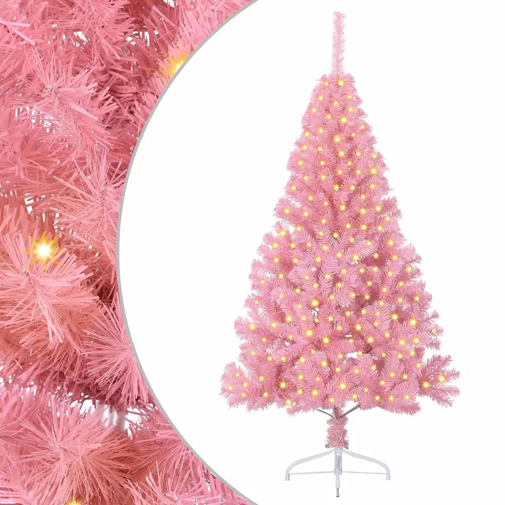 Albero di Natale artificiale con luci integrate Rosa 180 cm PVC