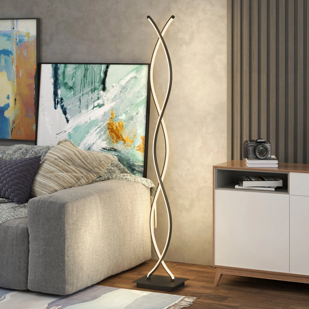 Lampada da terra per soggiorno con 3 livelli di luminosit¨¤ ¨C zephmum ¨C nero