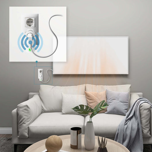 Set Pannello radiante a infrarossi 290W 620x520x15 mm e Termostato, Riscaldamento IR