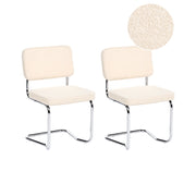 Set di 2 sedie da pranzo con rivestimento in bouclé beige chiaro e gambe in ferro stile retrò