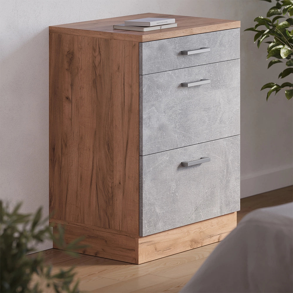 Mobile per mansarda Rion Calcestruzzo/Rovere dorato 60 x 83.8 cm senza inclinazione con 3 cassetti Vicco