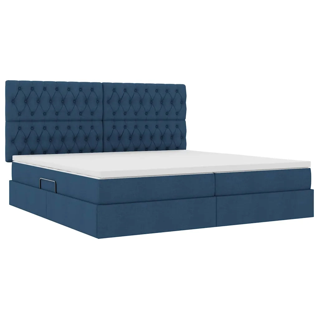 Letto con contenitore e LED con led Blu 200 x 200 cm Poliestere