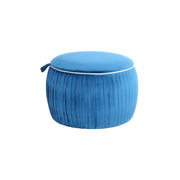 Pouf contenitore rotondo Adoree in velluto blu