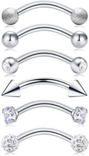 Piercing per sopracciglia e labbra del fumo, barra curva, barbell orecchio, gioielli per donne, ragazze e uomini - 16g, 8mm