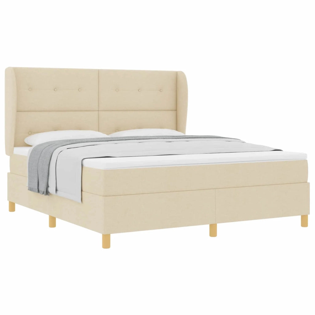 Letto a molle con materasso Crema 200 x 180 cm Tessuto 3340772